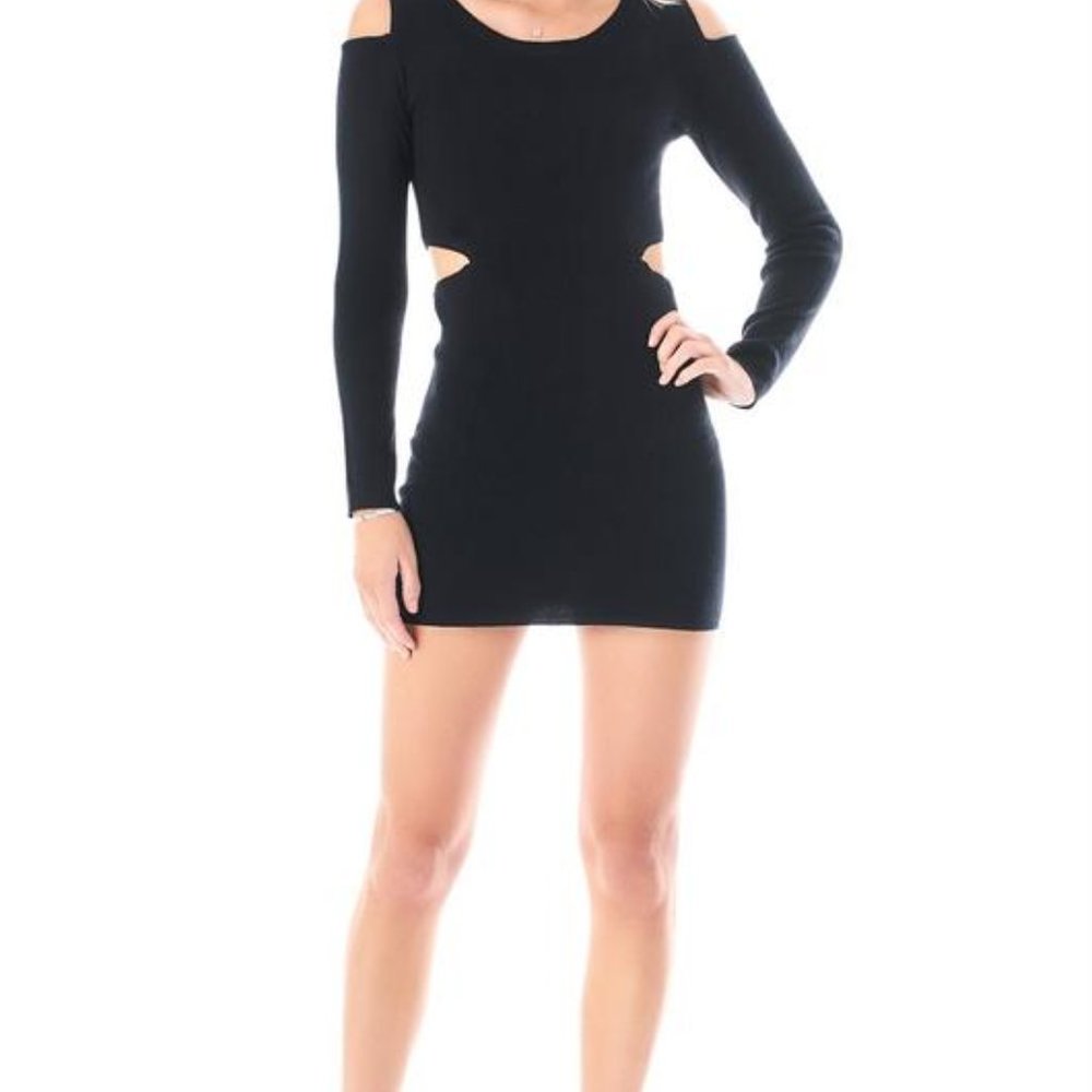 CARMAR COLD SHOULDER SIDE CUT OUT SWEATER DRESS